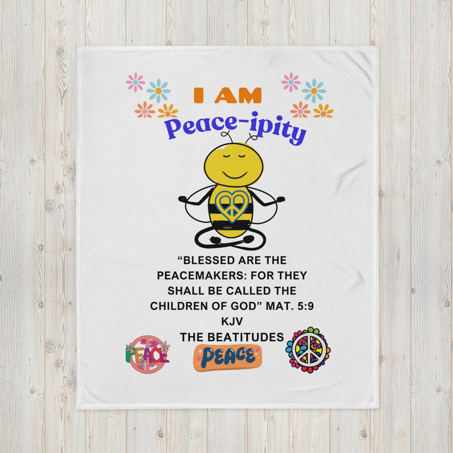 Throw Blanket "I AM Peace-ipity" White