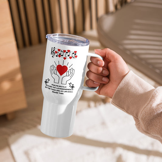 Travel mug with a handle-Love Praise
