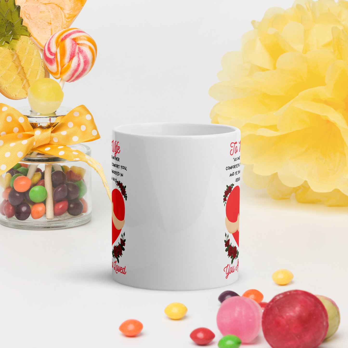 To My Wife- "Hugs" White glossy mug