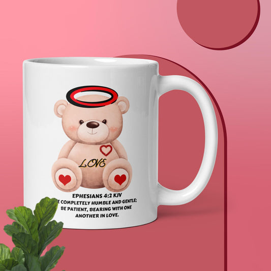 White glossy mug-LOVE BEAR