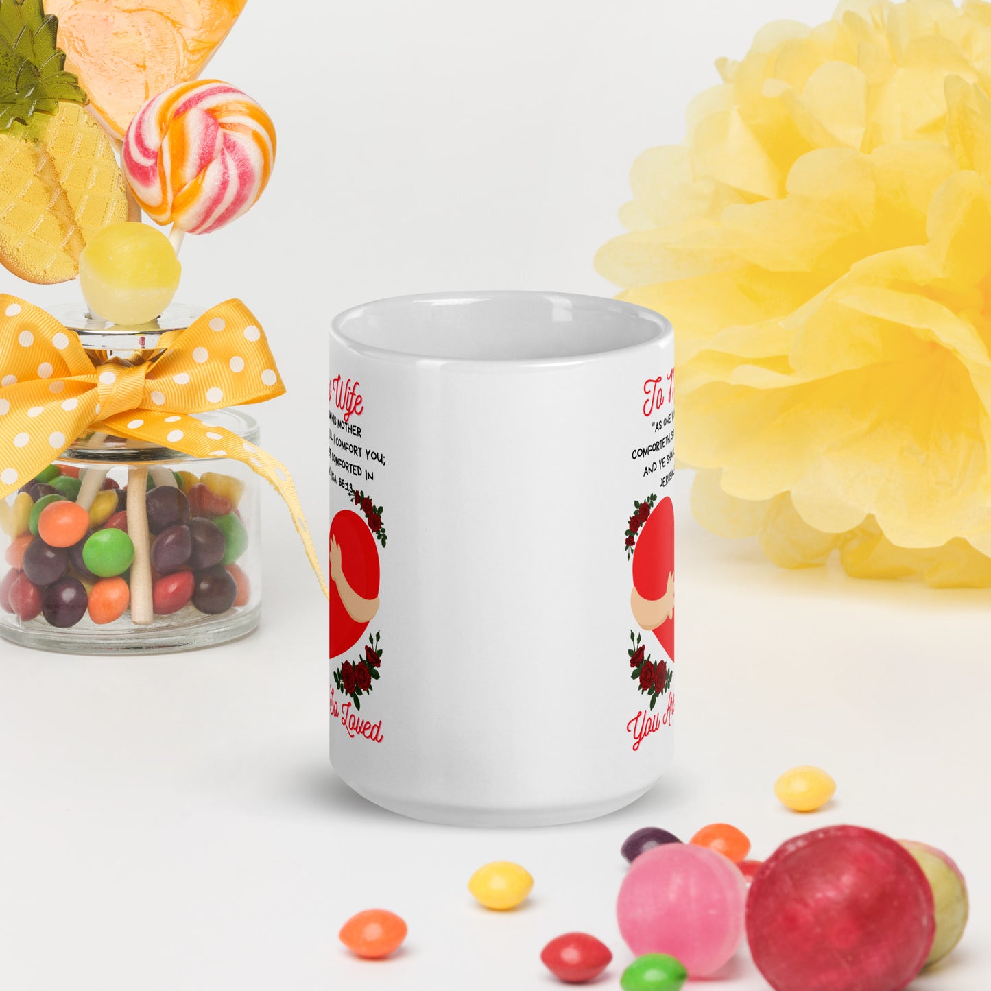 To My Wife- "Hugs" White glossy mug