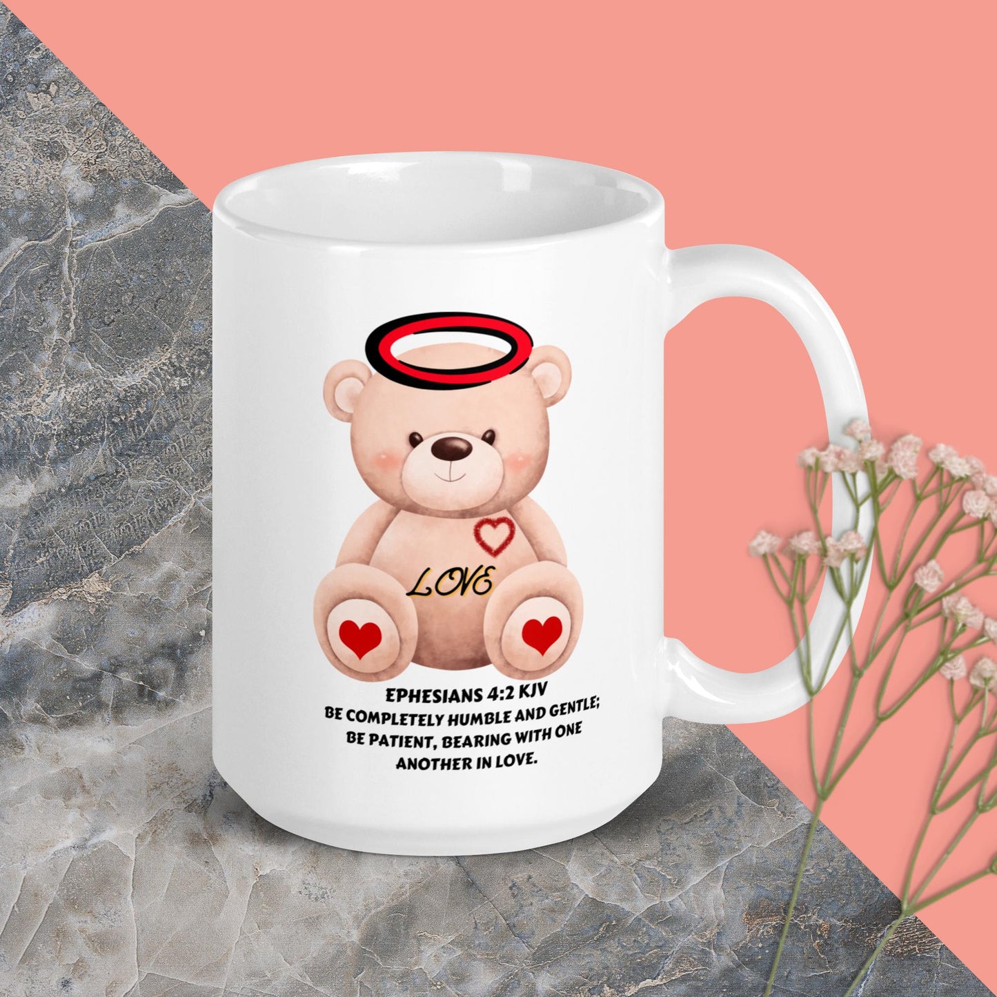 White glossy mug-LOVE BEAR