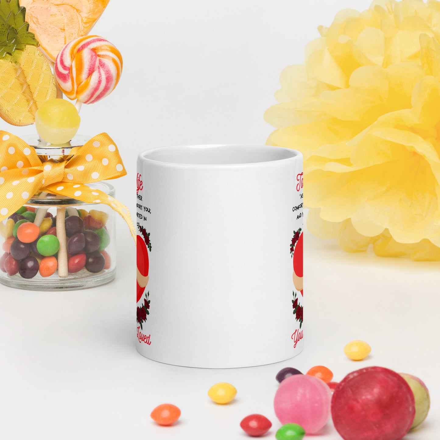 To My Wife- "Hugs" White glossy mug