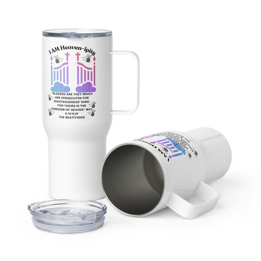 Travel mug with a handle "I Am Heaven-ipity" color