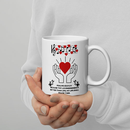 White glossy mug-Love Praise