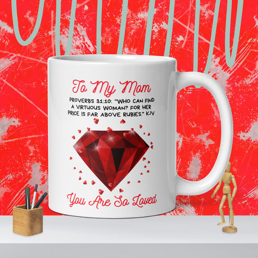 To My Mom-White glossy mug-Rubies